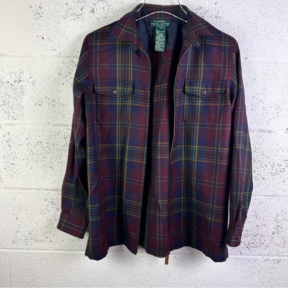 Ralph Lauren Women's Size Petite Medium PM Worsted Wool Full Zip Plaid Jacket - Picture 3 of 8